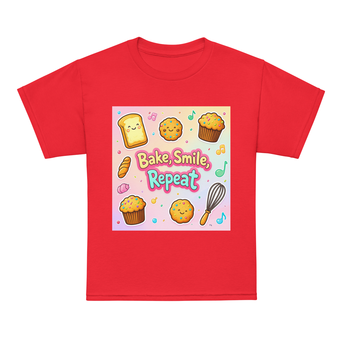 Bake, Smile, Repeat V1 | Youth t-shirt Red Apparel > Kids' T-Shirts ZomaModa