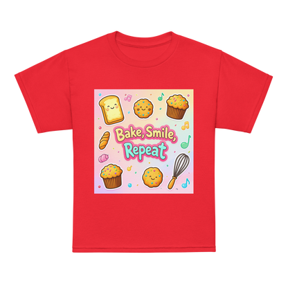 Bake, Smile, Repeat V1 | Youth t-shirt Red Apparel > Kids' T-Shirts ZomaModa