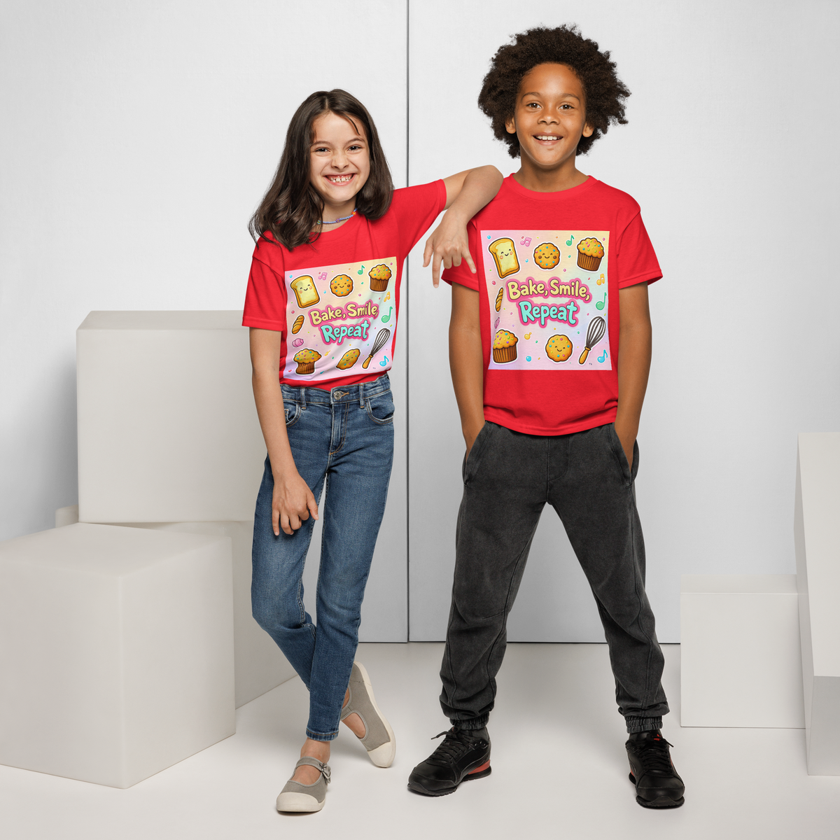 Bake, Smile, Repeat V1 | Youth t-shirt Apparel > Kids' T-Shirts ZomaModa