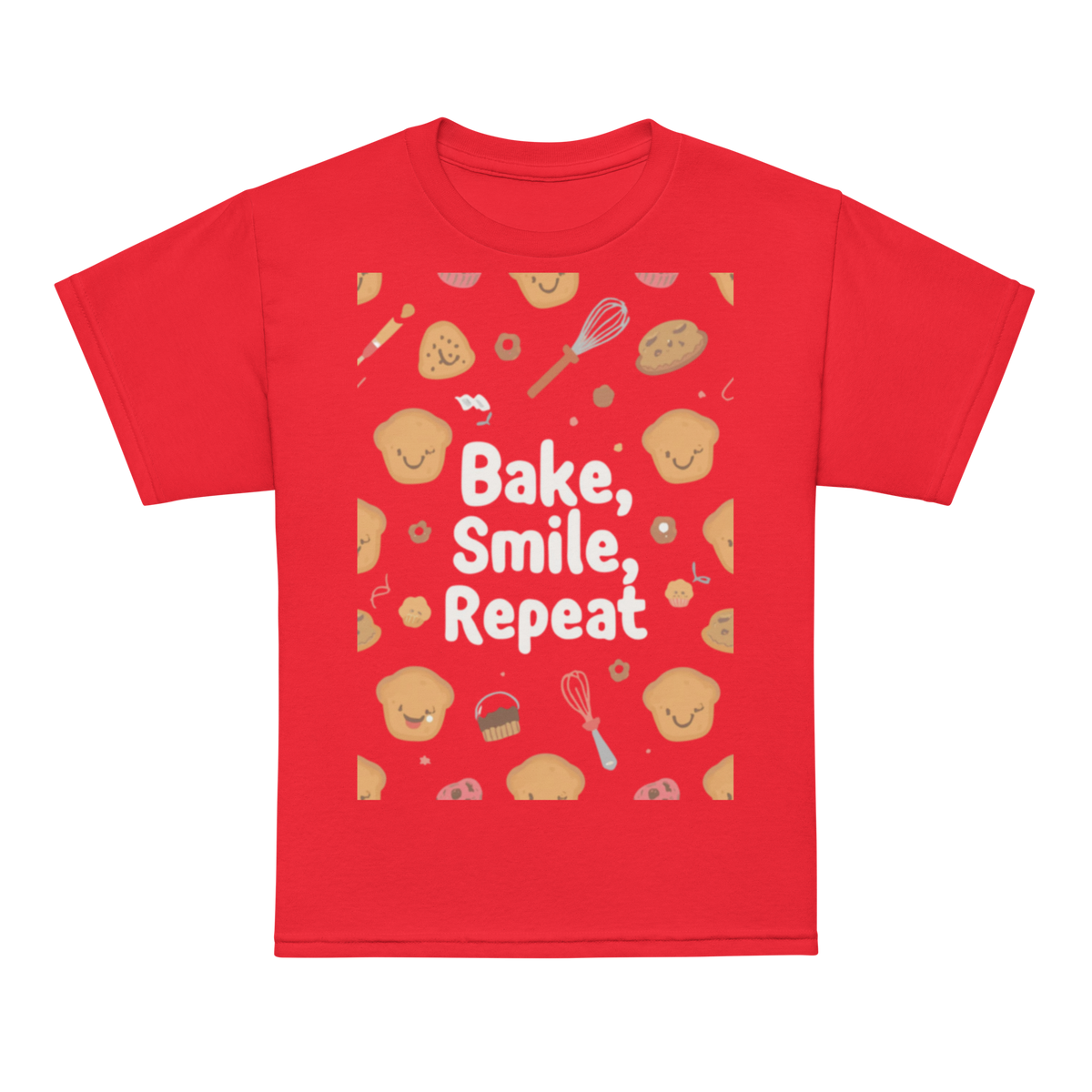 Bake, Smile, Repeat V2 | Youth t-shirt Red Apparel > Kids' T-Shirts ZomaModa