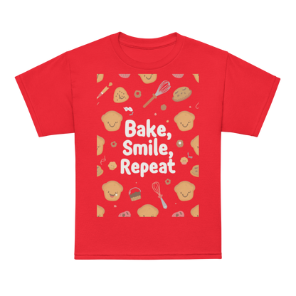 Bake, Smile, Repeat V2 | Youth t-shirt Red Apparel > Kids' T-Shirts ZomaModa