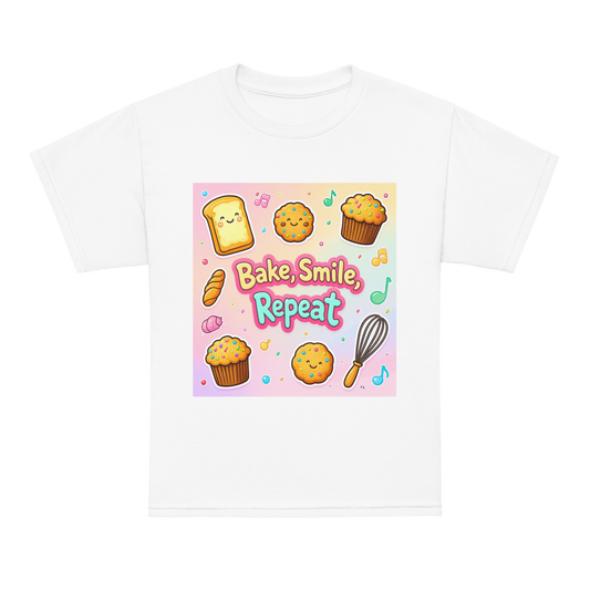 Bake, Smile, Repeat V1 | Youth t-shirt White Apparel > Kids' T-Shirts ZomaModa