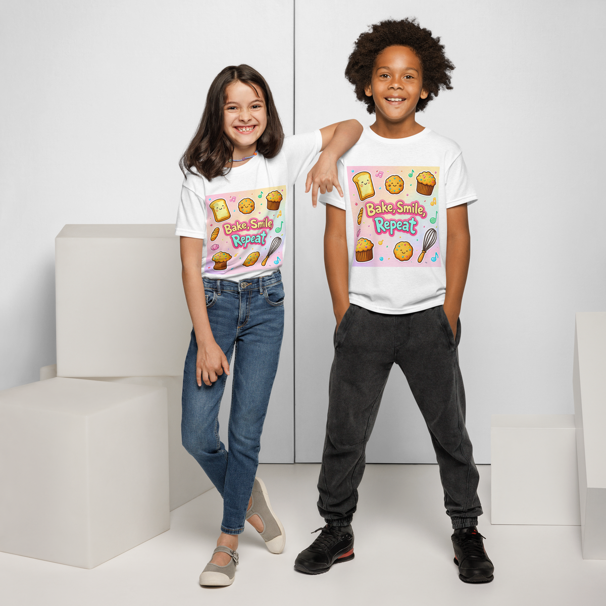 Bake, Smile, Repeat V1 | Youth t-shirt Apparel > Kids' T-Shirts ZomaModa